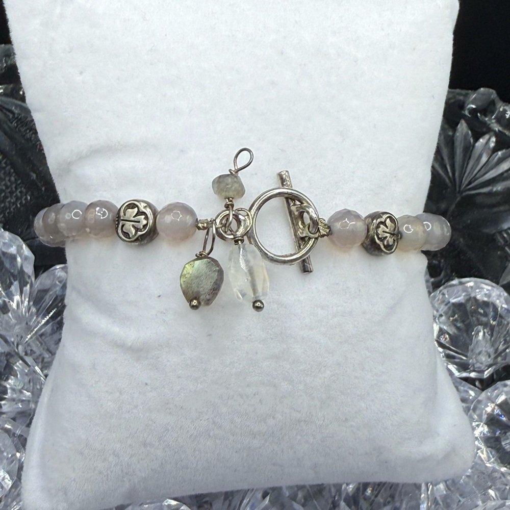 Elegant Silver and Gray Beaded Bracelet homemade
